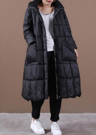 Manteau D'hiver Chaud Noir De Luxe Parka Grande Taille Pour Femme Manteaux À Capuche Et Fermeture Éclair