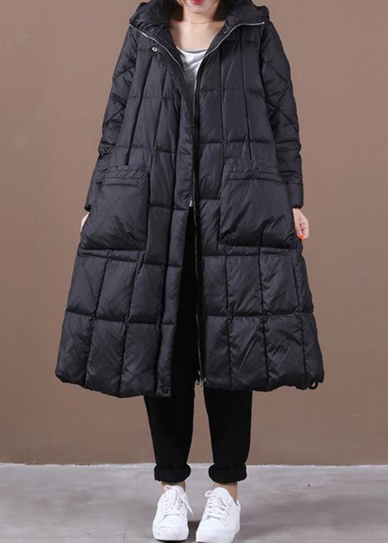 Manteau D'hiver Chaud Noir De Luxe Parka Grande Taille Pour Femme Manteaux À Capuche Et Fermeture Éclair - Doudounes femmes