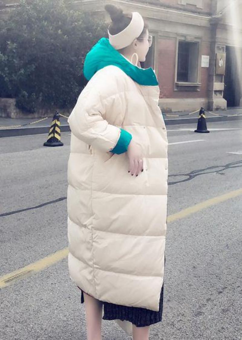 Manteau D'hiver Chaud En Patchwork Vert Grande Taille À Capuche Deux Façons De Porter Un Pardessus Fin - Doudounes femmes