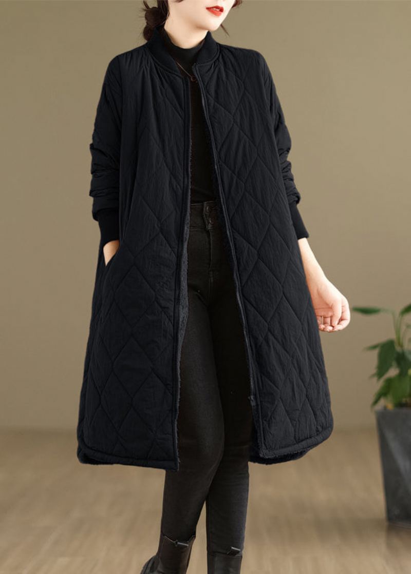 Manteau D'hiver Chaud En Polaire Pour Femme Avec Poches Kaki De Grande Taille Zippées - Doudounes femmes