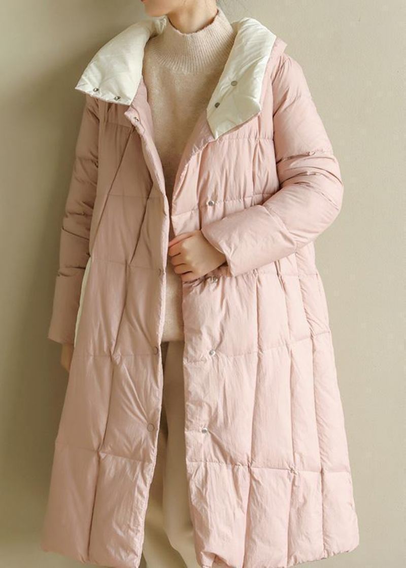 Manteau D'hiver Chaud Rose Pour Femme Grande Taille Vêtements Patchwork Parka À Col Montant Manteaux Fins - Doudounes femmes