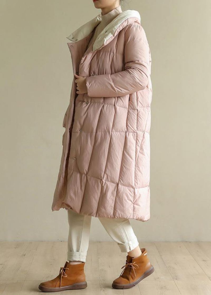 Manteau D'hiver Chaud Rose Pour Femme Grande Taille Vêtements Patchwork Parka À Col Montant Manteaux Fins - Doudounes femmes