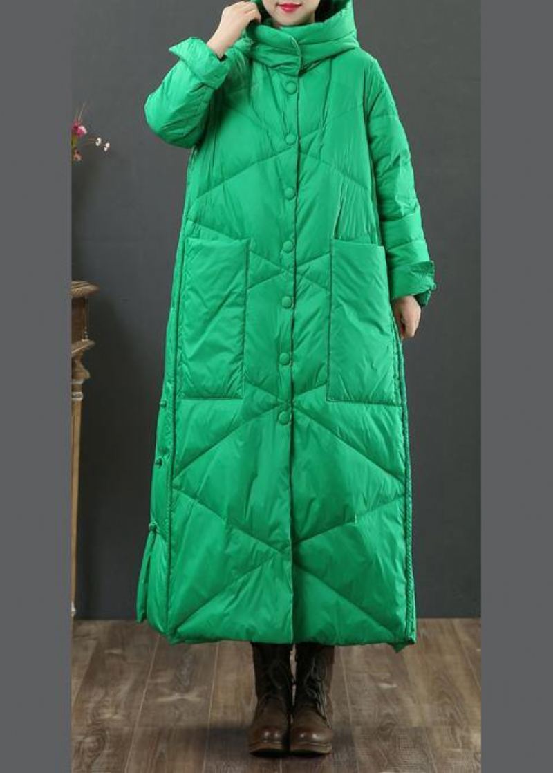 Manteau D'hiver Chaud Vert Fin Doudoune Surdimensionnée À Capuche Boutonnée Pour Femmes - Rose