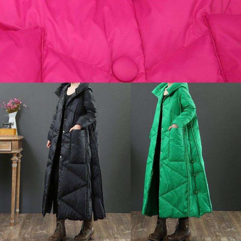 Manteau D'hiver Chaud Vert Fin Doudoune Surdimensionnée À Capuche Boutonnée Pour Femmes - Rose