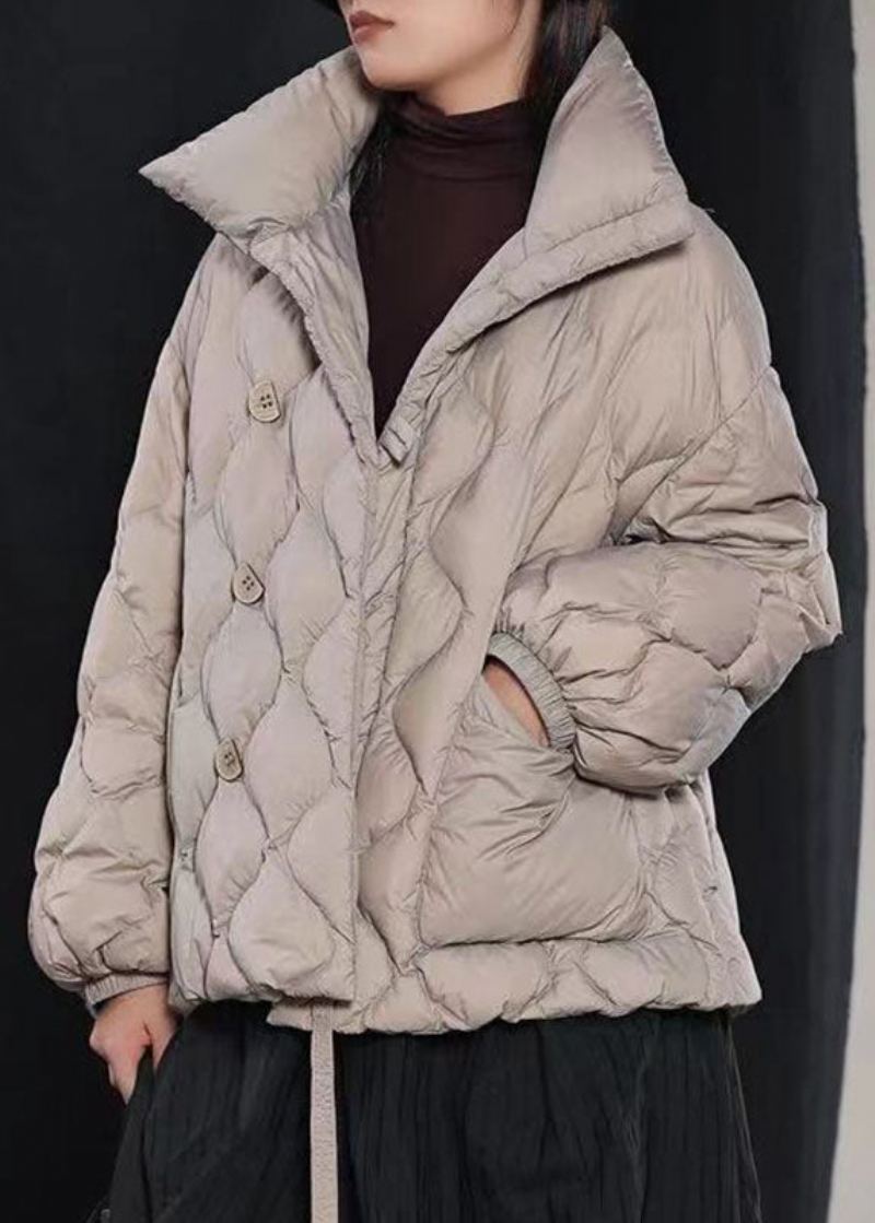 Manteau D'hiver Décontracté En Duvet De Canard Gris Biologique À Boutons