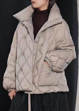 Manteau D'hiver Décontracté En Duvet De Canard Gris Biologique À Boutons