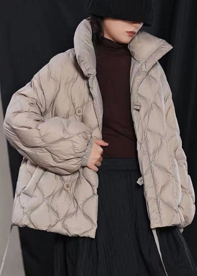 Manteau D'hiver Décontracté En Duvet De Canard Gris Biologique À Boutons - Gris