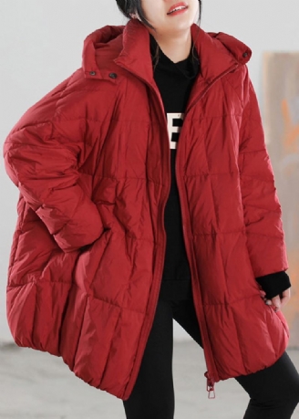 Manteau D'hiver En Duvet De Canard Amovible Avec Bouton Zippé Rouge Décontracté