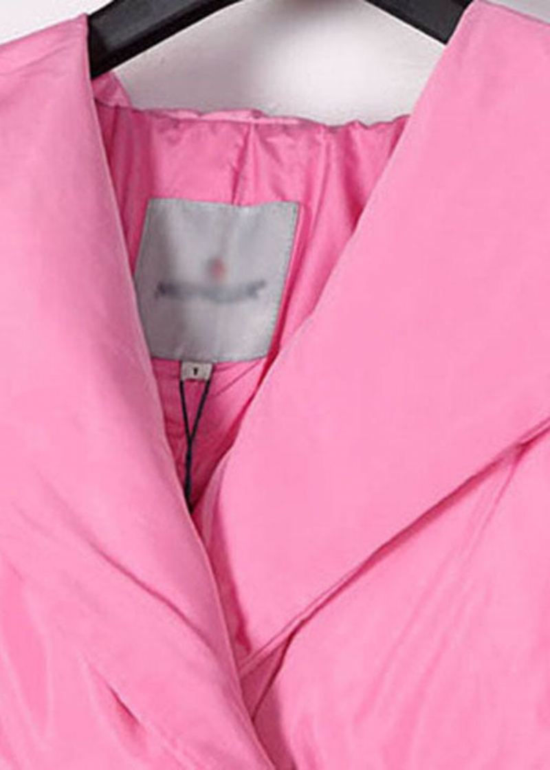 Manteau D'hiver En Duvet De Canard Rose À Capuche Et Cordon De Serrage De Grande Taille - Doudounes femmes