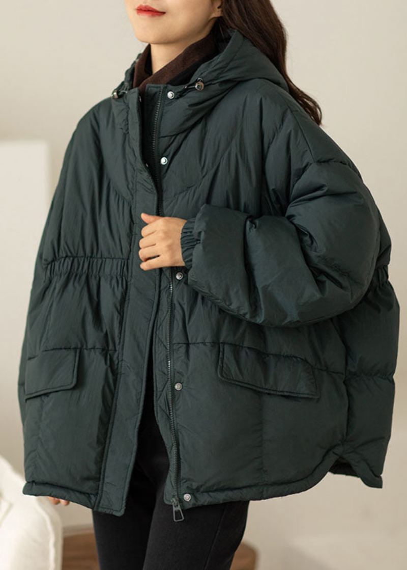 Manteau D'hiver En Duvet De Canard Vert Avec Poches Cintrées Diy