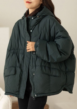 Manteau D'hiver En Duvet De Canard Vert Avec Poches Cintrées Diy