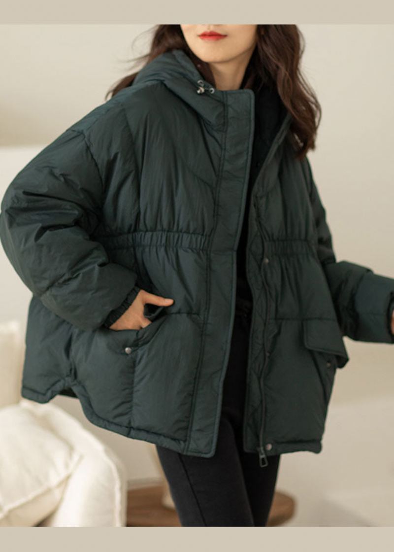 Manteau D'hiver En Duvet De Canard Vert Avec Poches Cintrées Diy - Vert