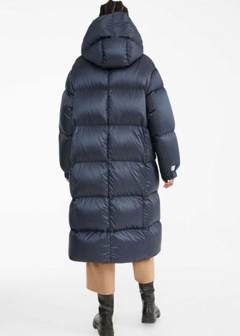 Manteau D'hiver Épais En Duvet De Canard Avec Poches À Capuche Bleu Marine Uniques - Marine