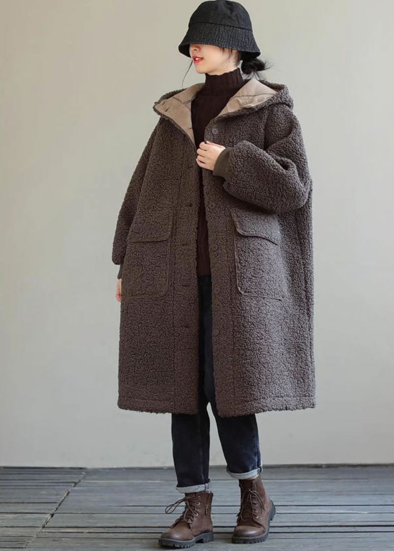 Manteau D'hiver En Fausse Fourrure Avec Bouton À Capuche Pour Femme - Doudounes femmes