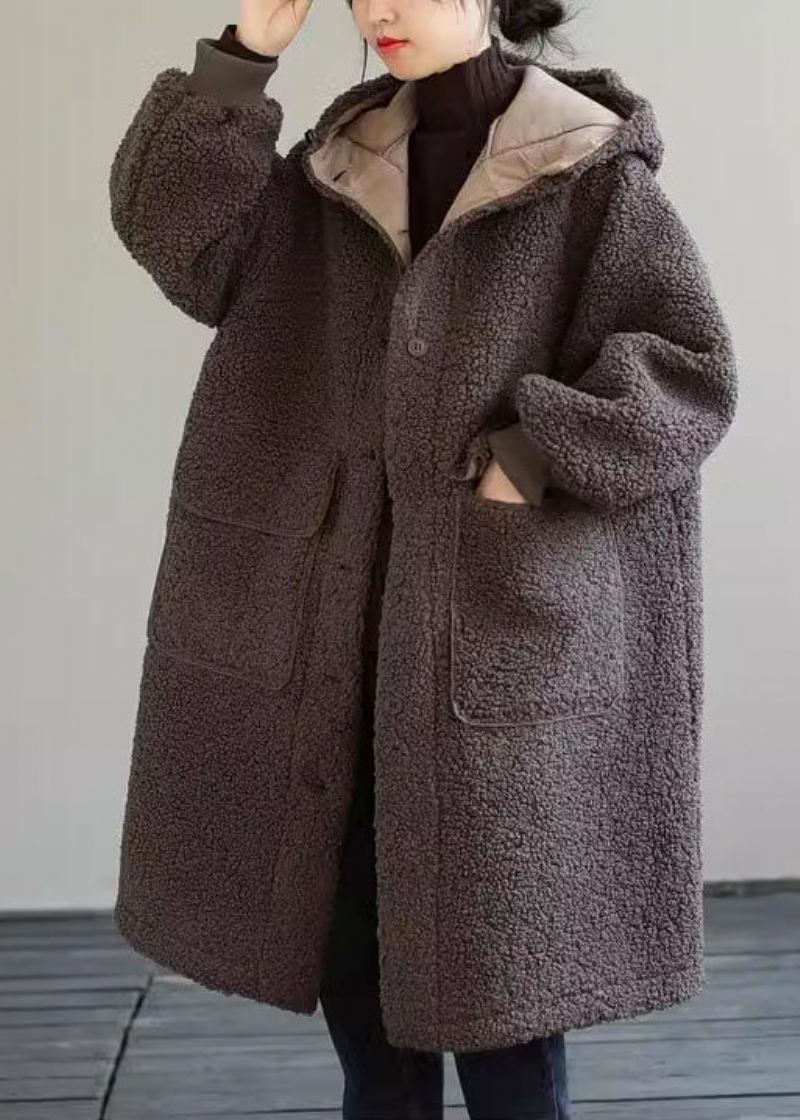 Manteau D'hiver En Fausse Fourrure Avec Bouton À Capuche Pour Femme - Doudounes femmes