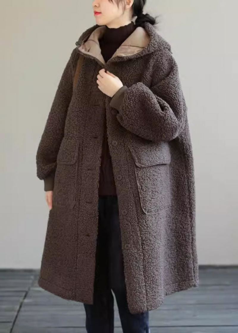 Manteau D'hiver En Fausse Fourrure Avec Bouton À Capuche Pour Femme - Doudounes femmes