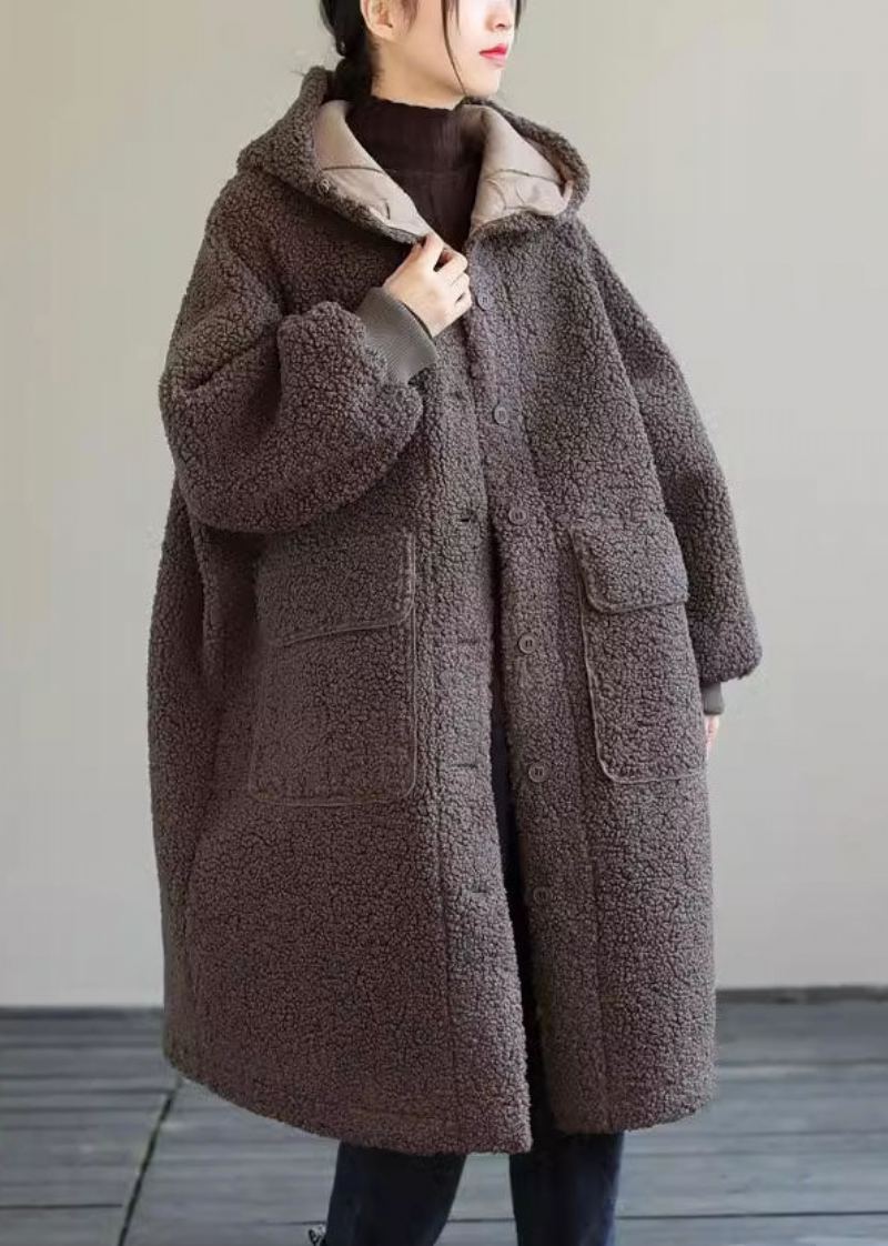 Manteau D'hiver En Fausse Fourrure Avec Bouton À Capuche Pour Femme - Doudounes femmes