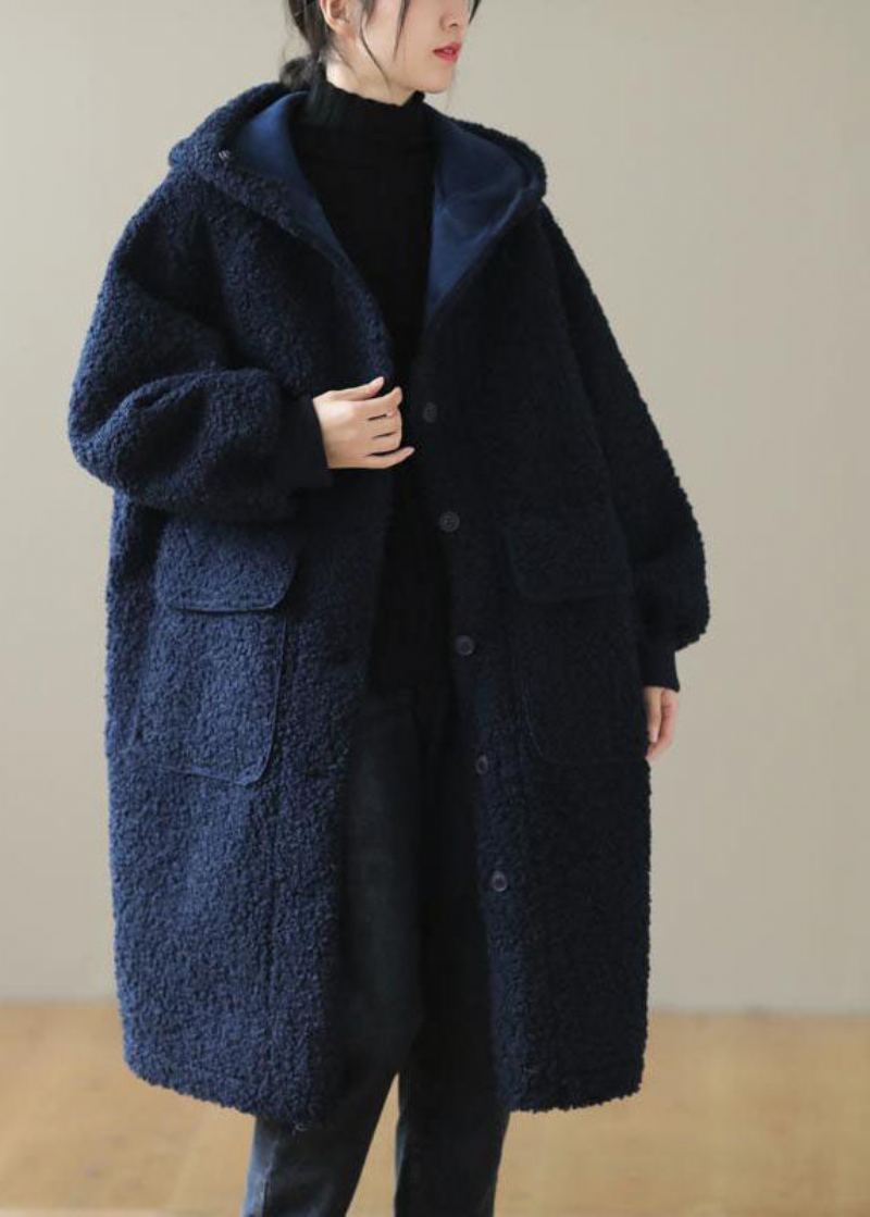 Manteau D'hiver En Fausse Fourrure À Capuche Bleue Pour Femme - Doudounes femmes