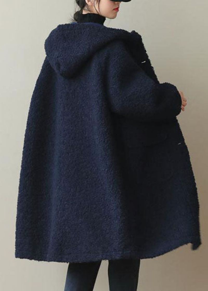 Manteau D'hiver En Fausse Fourrure À Capuche Bleue Pour Femme - Doudounes femmes