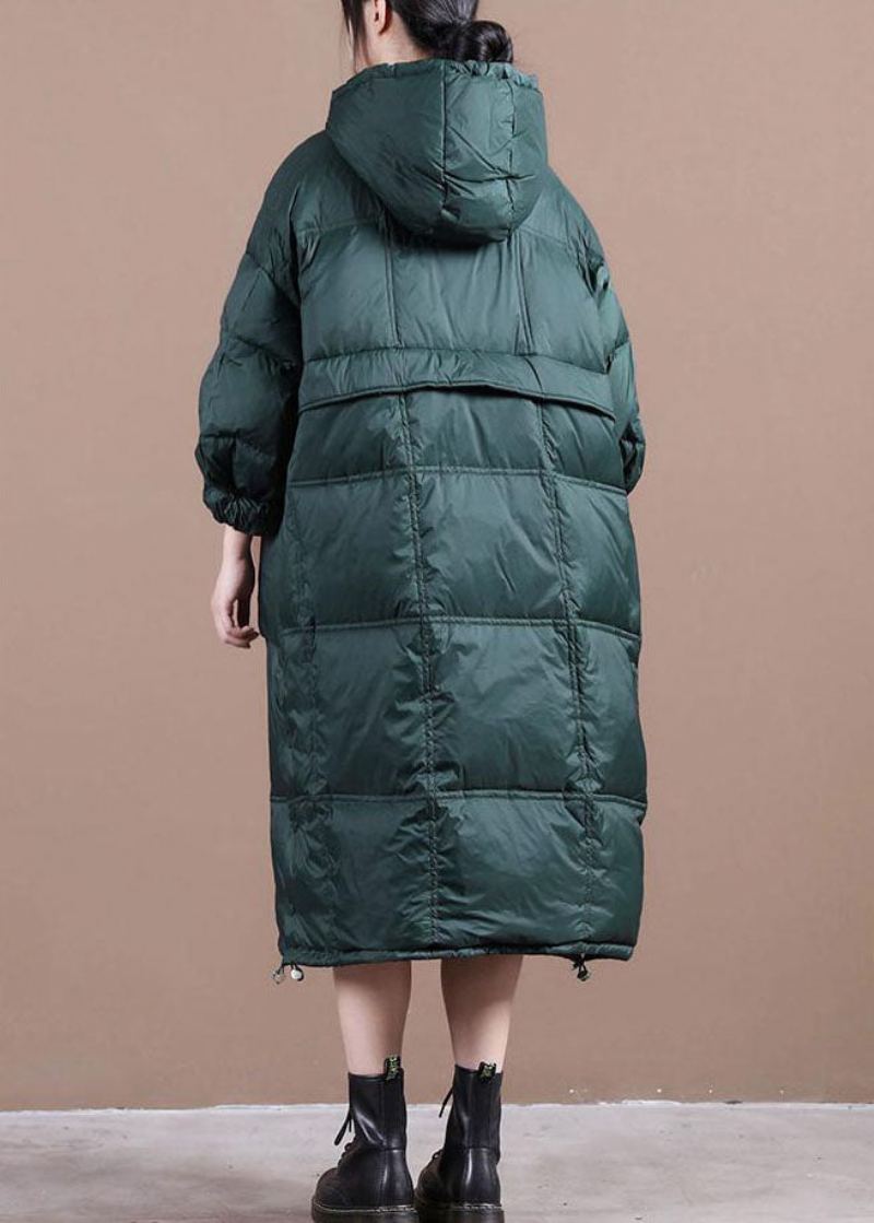 Manteau D'hiver Rempli De Coton Fin À Capuche Vert Pour Femme - Vert