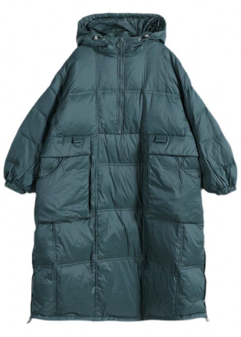 Manteau D'hiver Rempli De Coton Fin À Capuche Vert Pour Femme - Vert