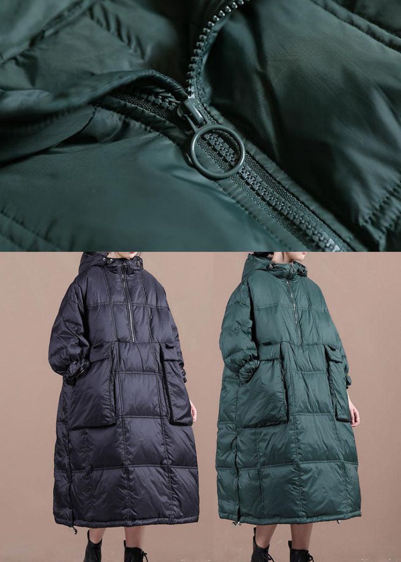 Manteau D'hiver Rempli De Coton Fin À Capuche Vert Pour Femme - Vert