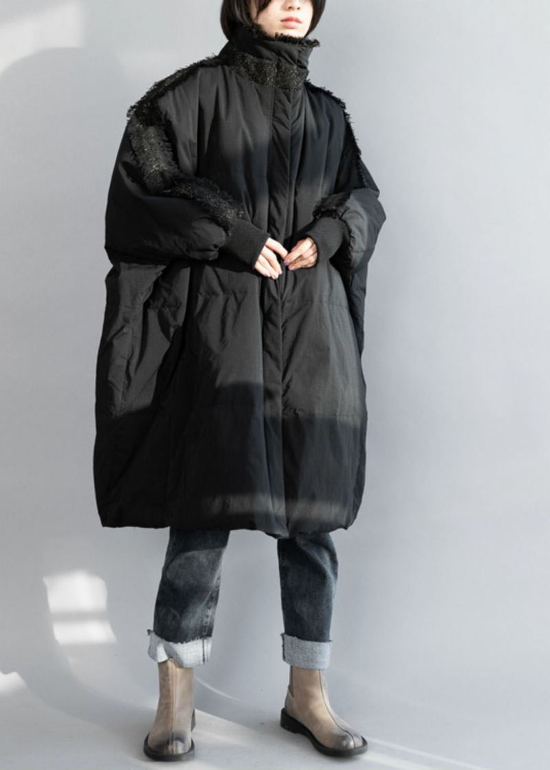 Manteau D'hiver Surdimensionné En Duvet De Canard Noir Avec Pompon Et Fermeture Éclair De Grande Taille - Doudounes femmes