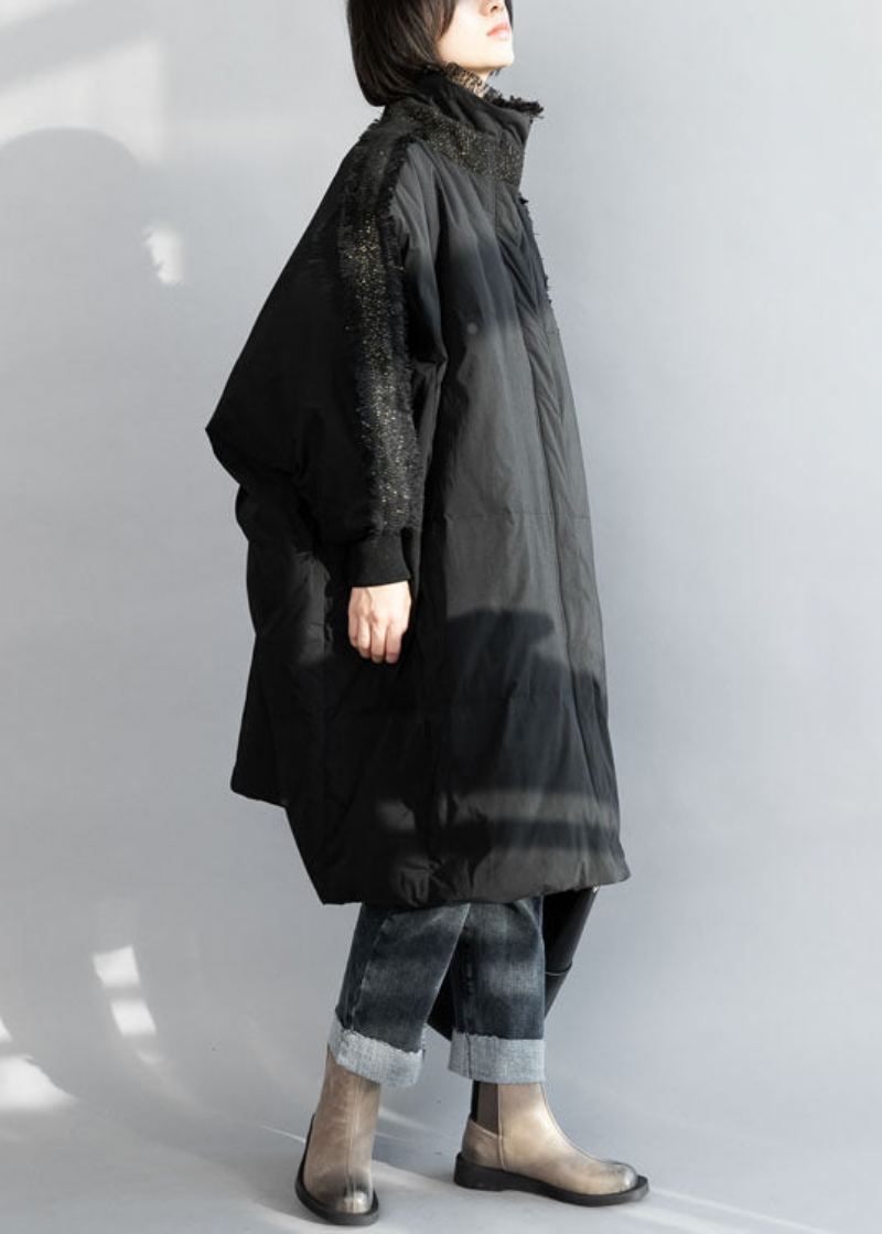 Manteau D'hiver Surdimensionné En Duvet De Canard Noir Avec Pompon Et Fermeture Éclair De Grande Taille - Doudounes femmes