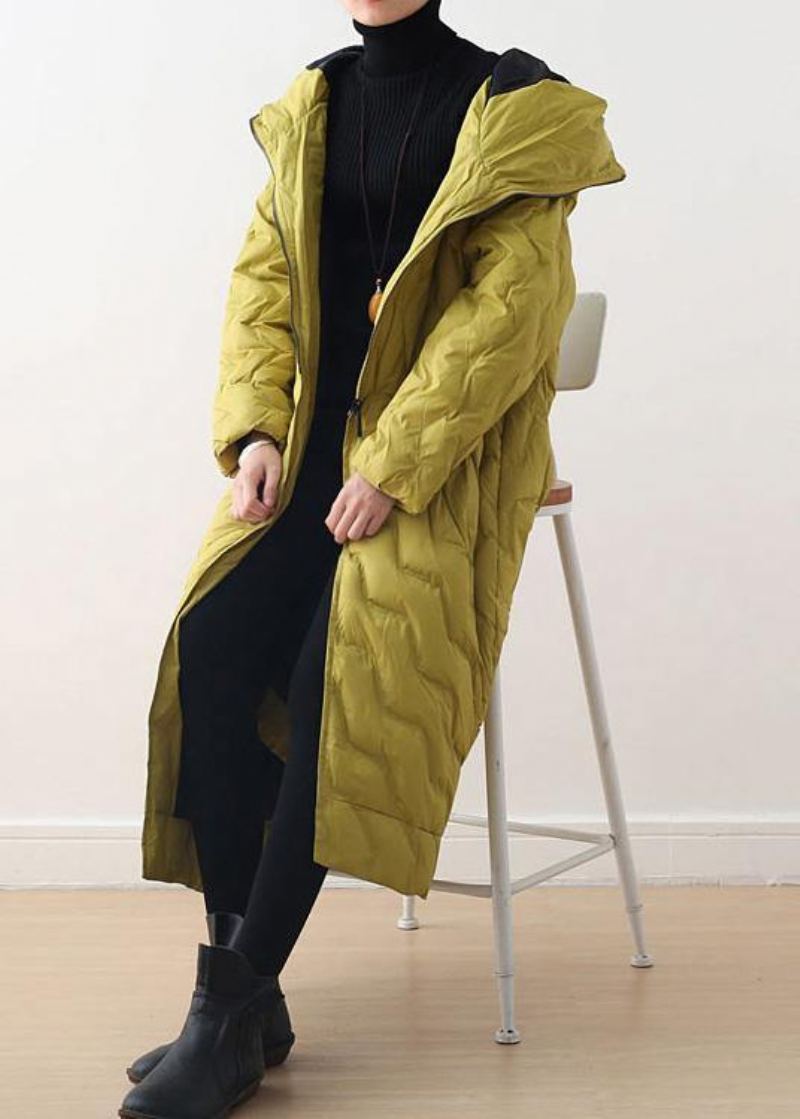 Manteau Jaune Décontracté À Capuche Pour Femme Parka Pardessus-stock Limité - Jaune