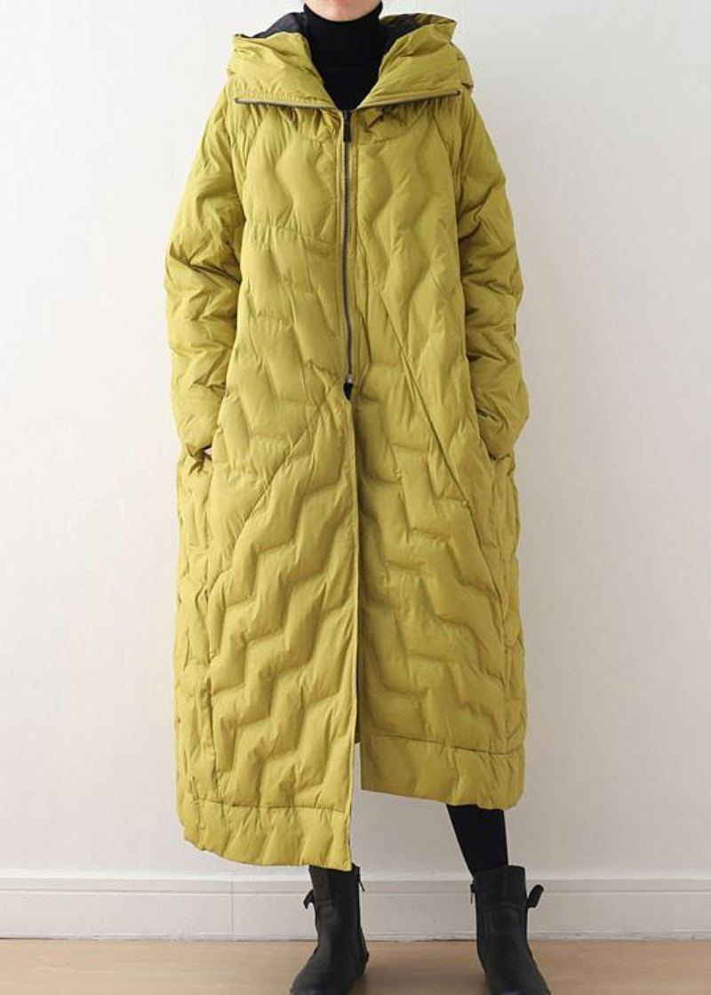 Manteau Jaune Décontracté À Capuche Pour Femme Parka Pardessus-stock Limité - Jaune