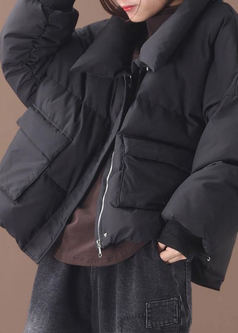 Manteau De Luxe En Duvet D'oie Noir Doudoune Tendance Grande Taille Col Montant Vêtements D'extérieur D'hiver