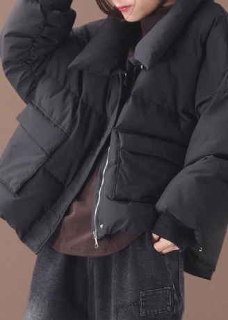 Manteau De Luxe En Duvet D'oie Noir Doudoune Tendance Grande Taille Col Montant Vêtements D'extérieur D'hiver