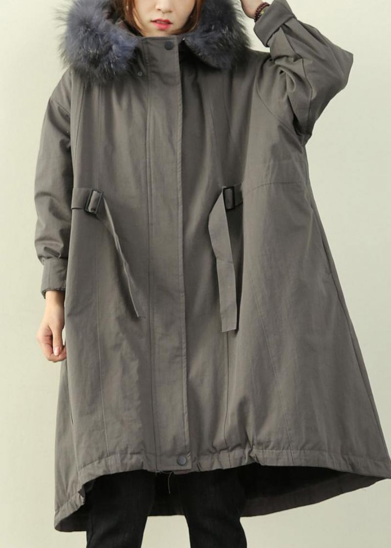 Manteau Rembourré Gris Grande Taille Avec Coutures À La Et Cape Ming