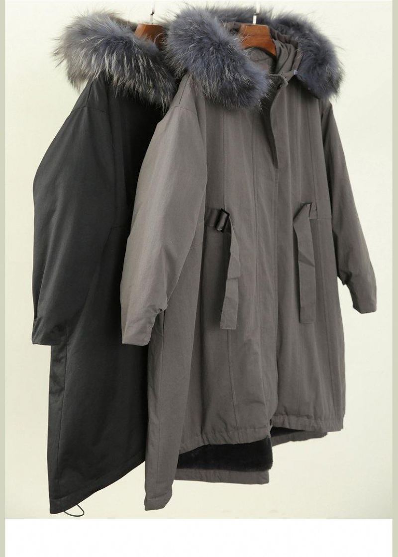 Manteau Rembourré Gris Grande Taille Avec Coutures À La Et Cape Ming - Gris