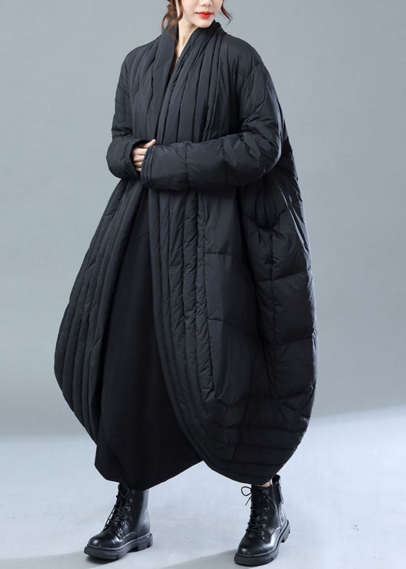 Manteau Witner En Duvet De Canard Noir Avec Poches Surdimensionnées - Noir