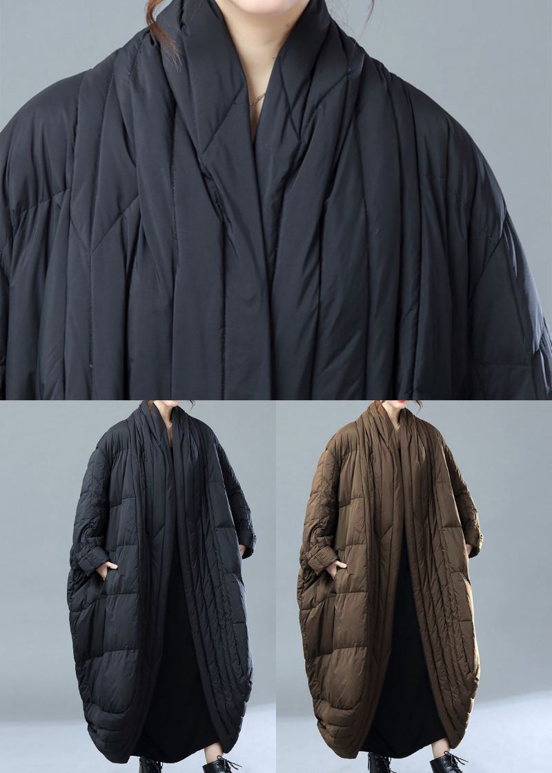 Manteau Witner En Duvet De Canard Noir Avec Poches Surdimensionnées - Noir