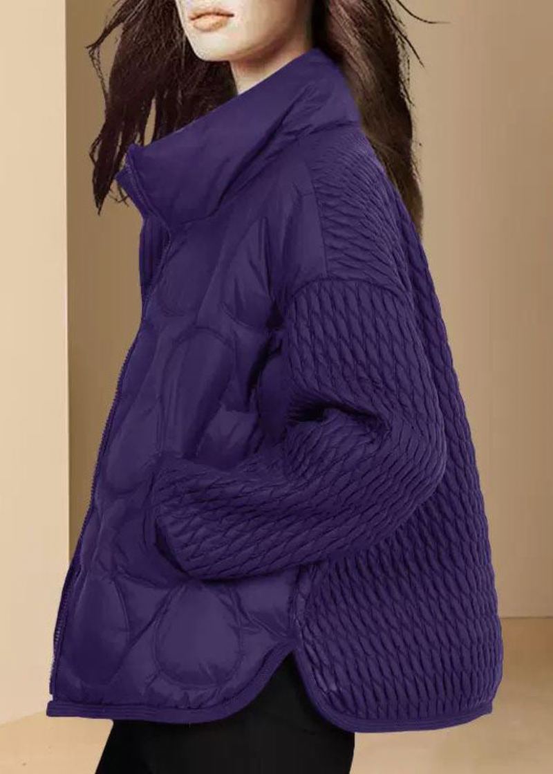 Manteau Witner Surdimensionné À Col Montant Et Rempli De Coton Fin Violet Naturel