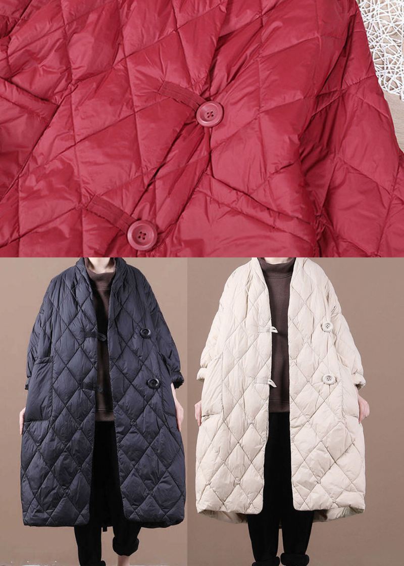 Manteaux Chauds En Coton Fin Beige Italien Remplis D'hiver - Rouge