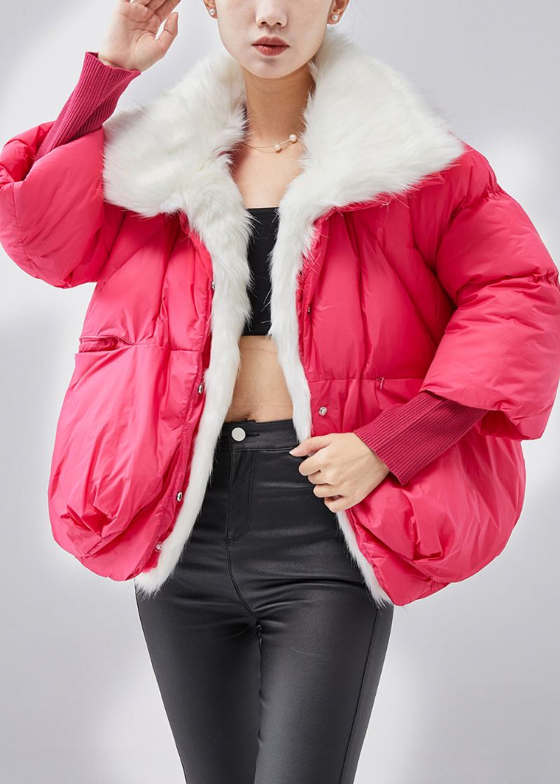 Manteaux Courts D'hiver Remplis De Coton Fin Avec Col En Fourrure Rose Boutique - Doudounes femmes