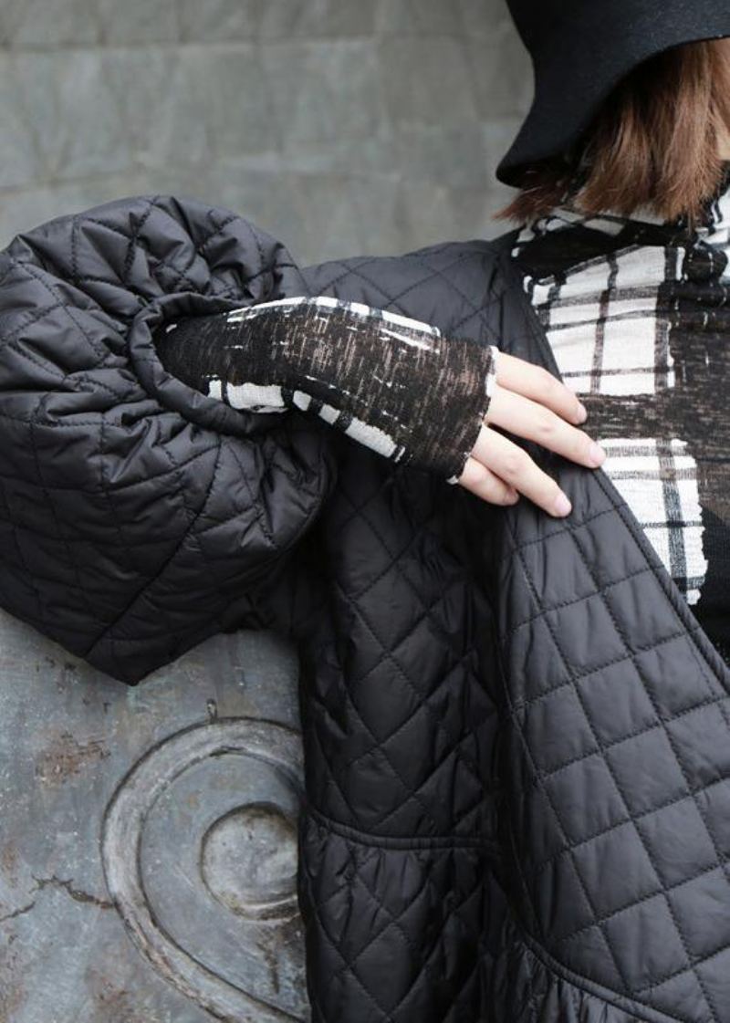 Manteaux D'hiver Chauds Surdimensionnés Épais Manches Lanternes Noires Parkas Pour Femmes - Doudounes femmes