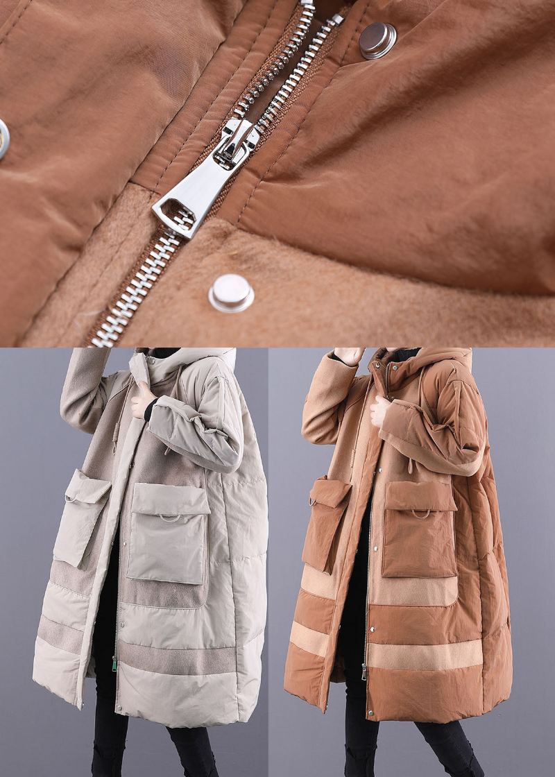 Manteaux D'hiver En Duvet De Canard Avec Cordon De Serrage Camel Zip Up Winter - Beige