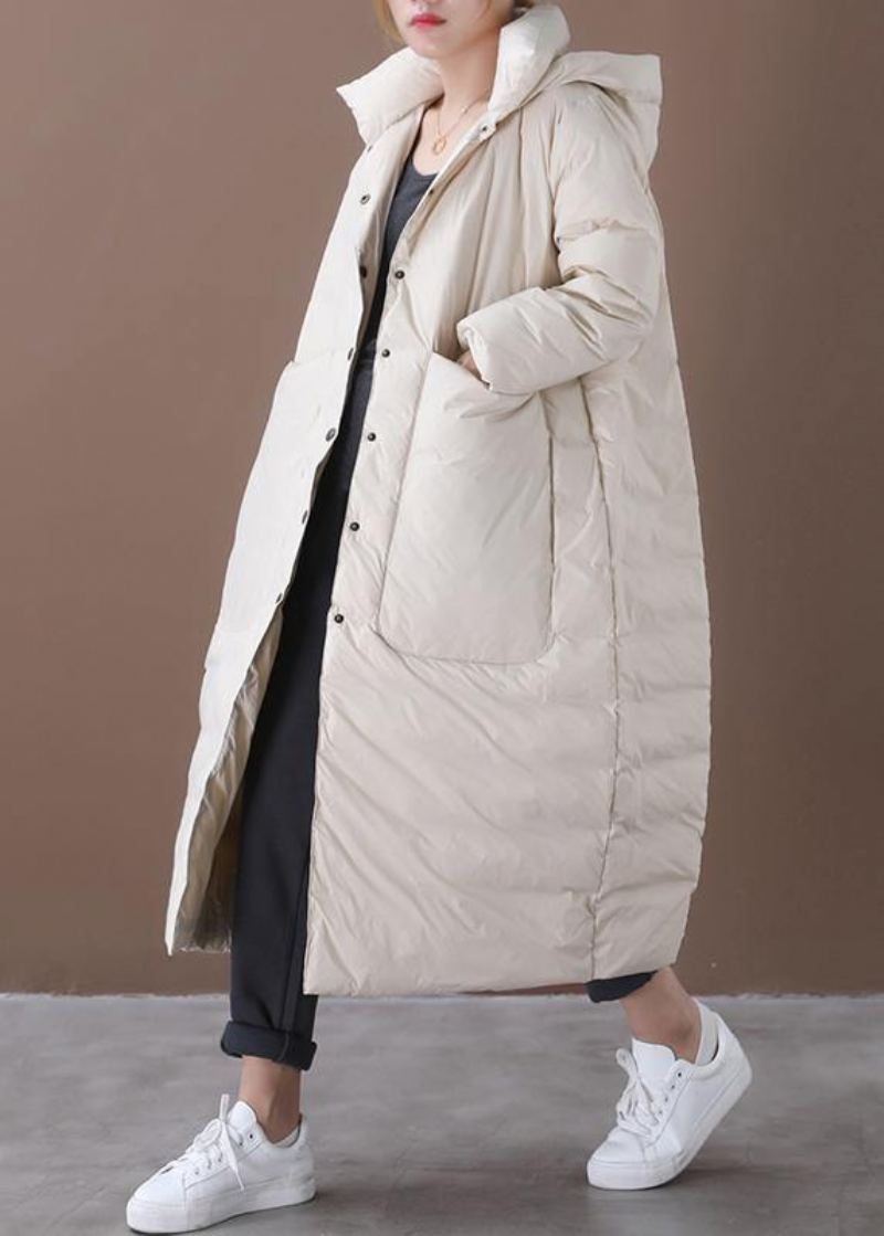 Manteaux D'hiver Surdimensionnés Pour Femmes Beige Poches À Capuche Manteau Chaud