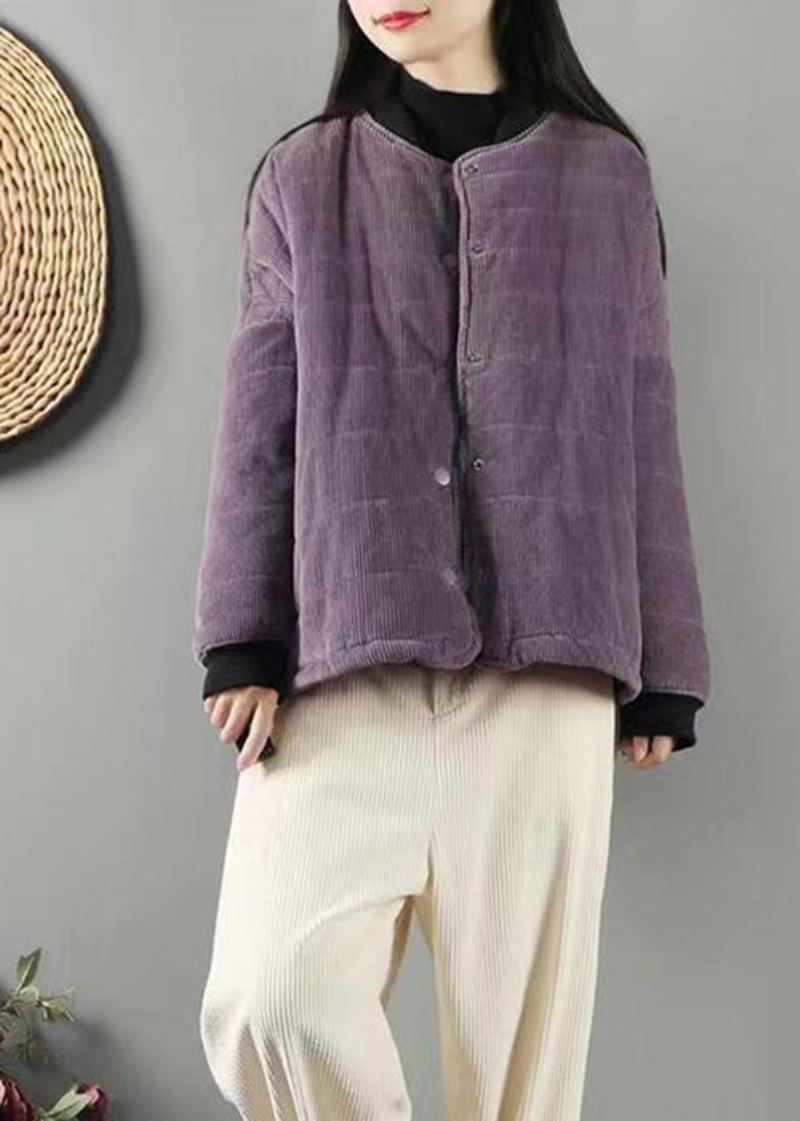 Manteaux Remplis De Coton Fin Avec Poches Violettes Patchwork Vintage Hiver - Doudounes femmes