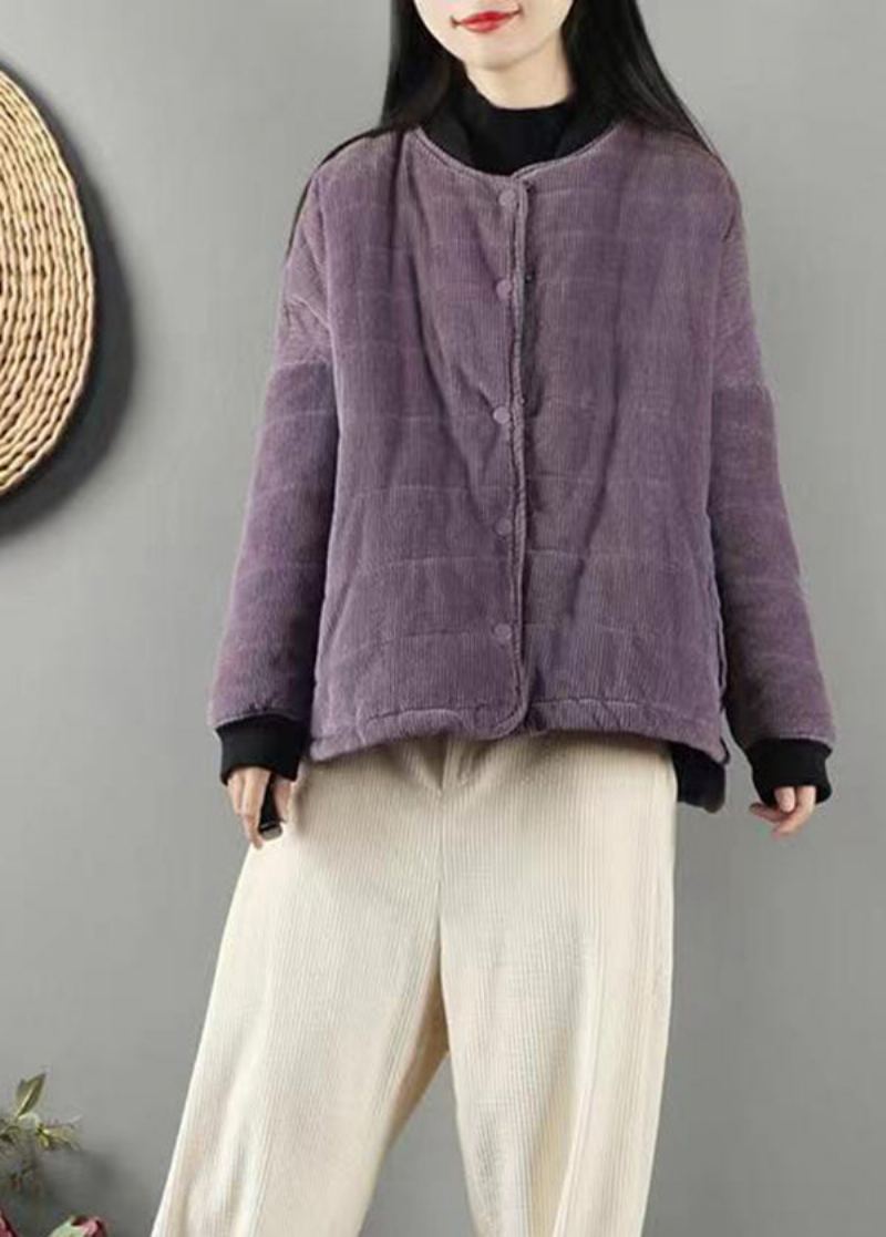 Manteaux Remplis De Coton Fin Avec Poches Violettes Patchwork Vintage Hiver - Doudounes femmes