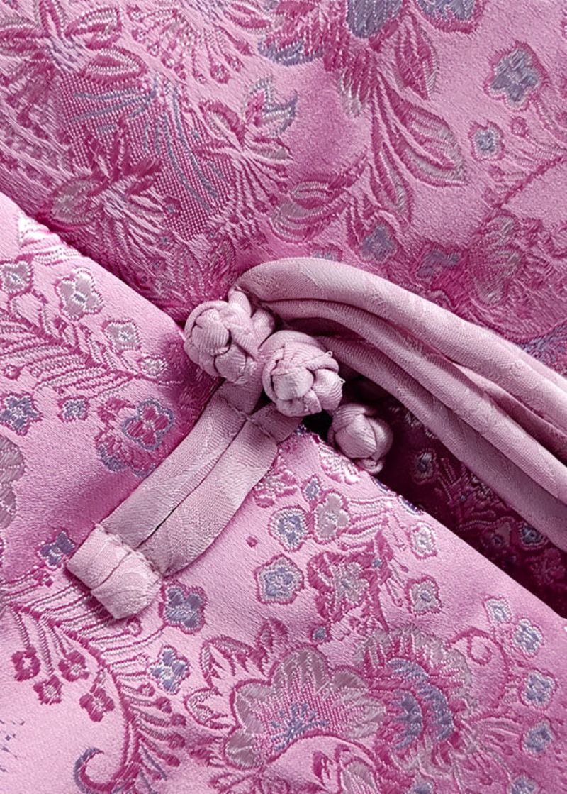 Manteaux Remplis De Coton Fin À Pompons Jacquard À Col Montant Rose Moderne Hiver - Doudounes femmes