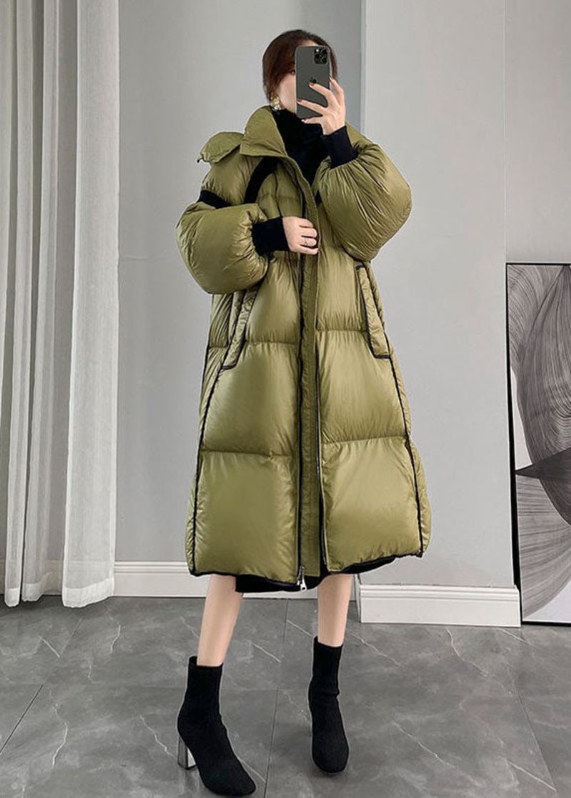 Mode Armée Vert À Capuche Fermeture Éclair Patchwork Canard Vers Le Bas Canada Goose Manteaux Hiver - Doudounes femmes