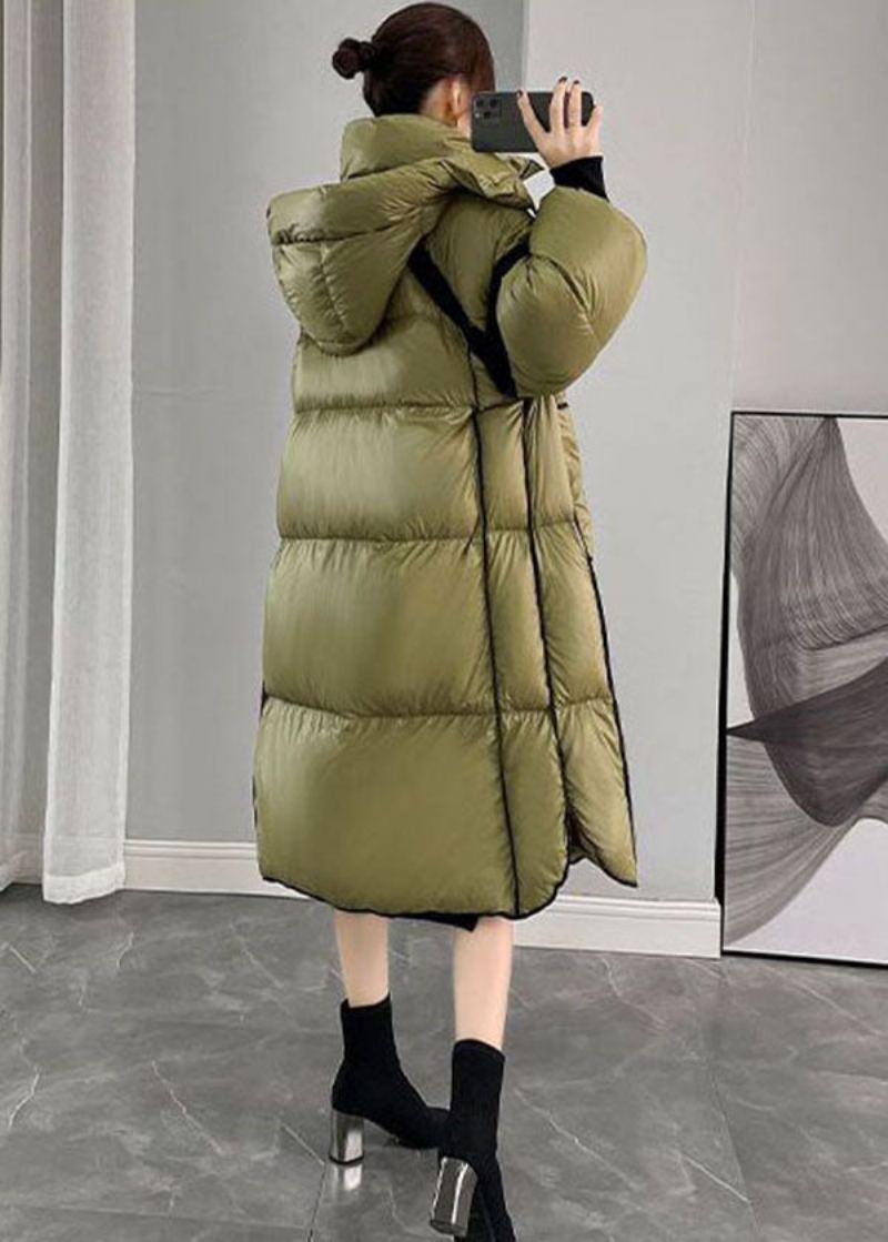 Mode Armée Vert À Capuche Fermeture Éclair Patchwork Canard Vers Le Bas Canada Goose Manteaux Hiver - Doudounes femmes