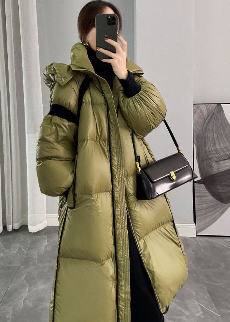 Mode Armée Vert À Capuche Fermeture Éclair Patchwork Canard Vers Le Bas Canada Goose Manteaux Hiver - Doudounes femmes