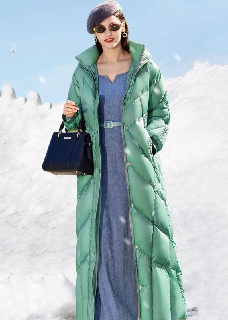 Mode Vert Clair À Capuche Épais Allonger Duvet De Canard Canada Goose Veste Hiver - Doudounes femmes