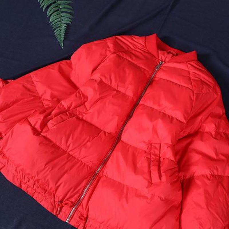 Nouveau Décontracté Femmes Parka Vestes Rouge Col Montant Volants Chaud Hiver Manteau - Noir